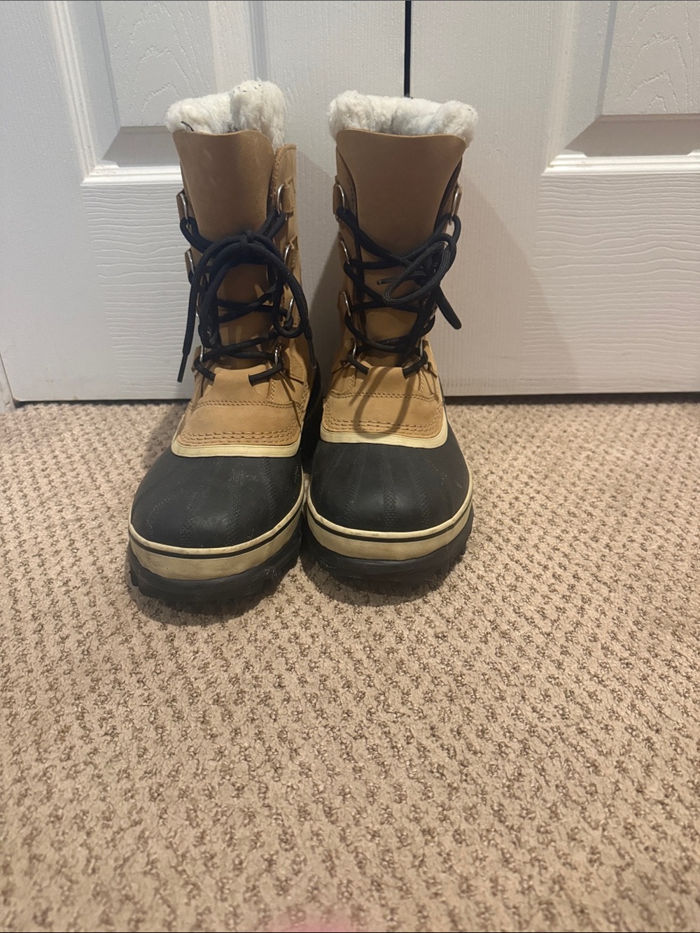 Sorel Caribou Boots in Brown and Black with White Faux-Shearling - Picture 3 of 4